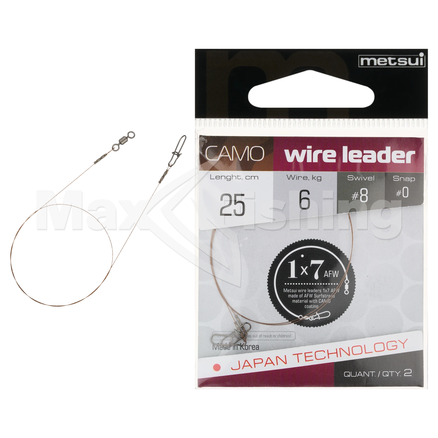 Поводок Metsui Camo Wire Leader AFW 1x7 6кг 25см