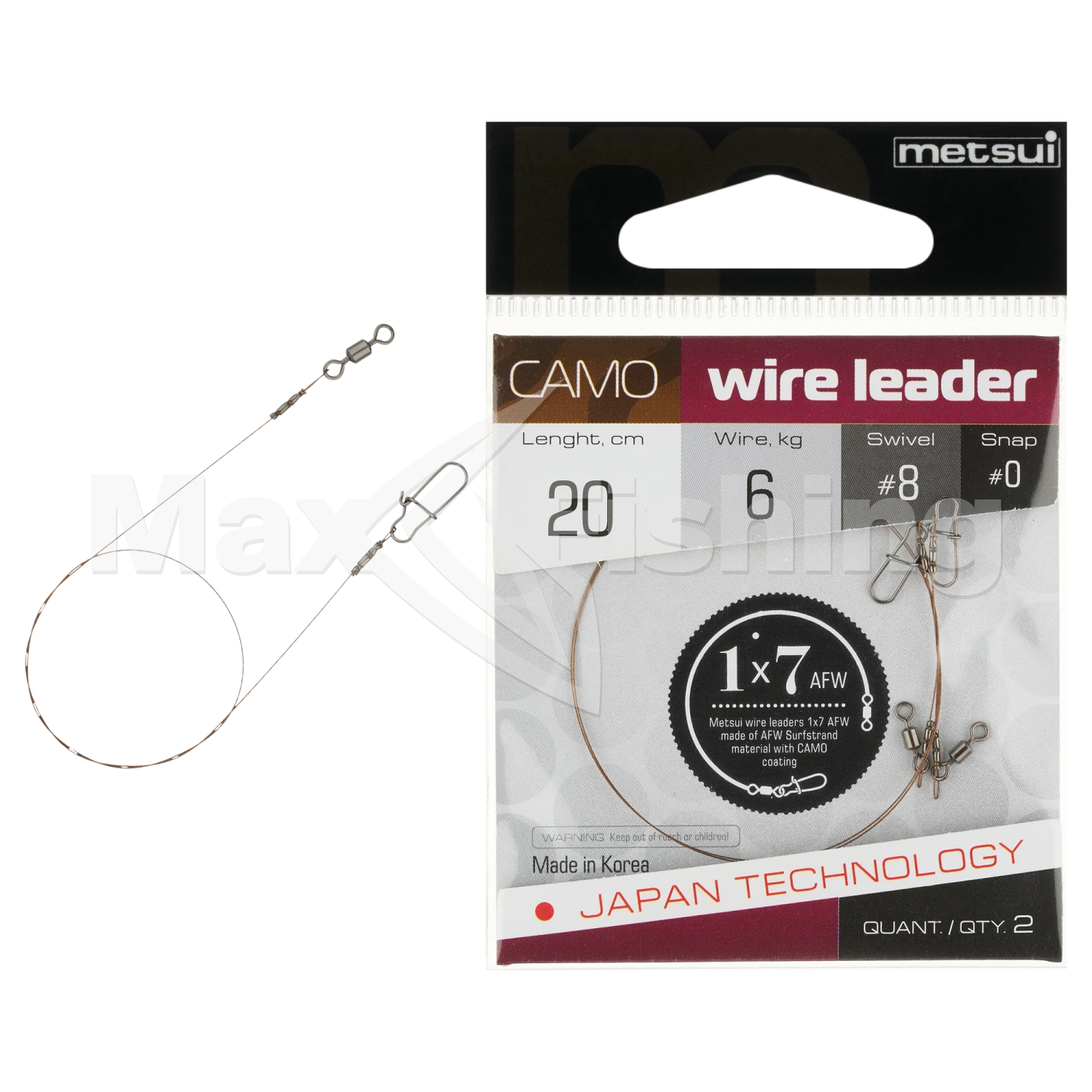Поводок Metsui Camo Wire Leader AFW 1x7 6кг 20см