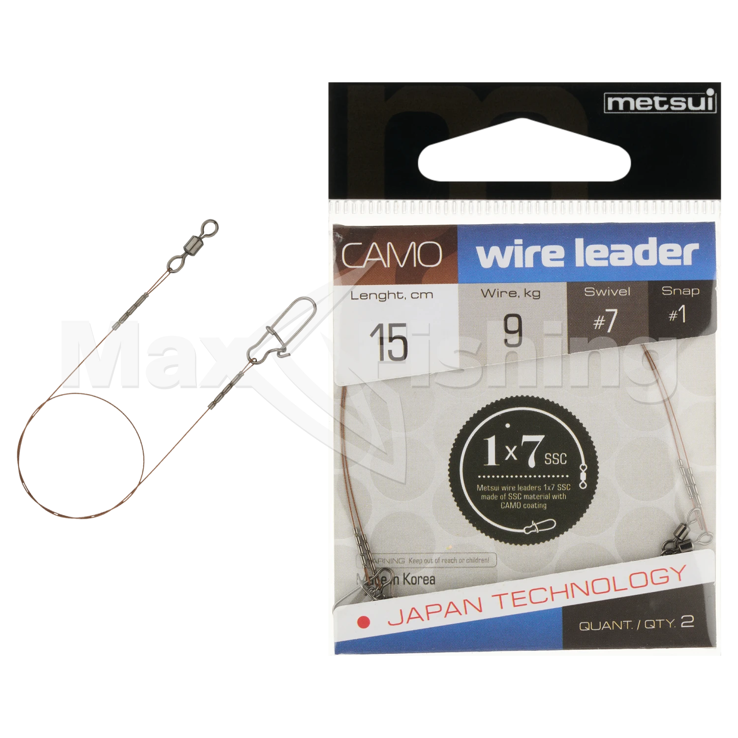 Поводок Metsui Camo Wire Leader AFW 1x7 9кг 15см